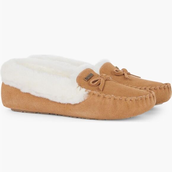 Barbour Maggie Genuine Shearling Slippers Camel size 7 - Picture 2 of 11